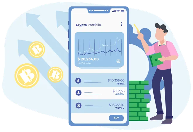Businessman showing Bitcoin Profit  Illustration