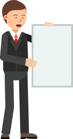 Businessman showing blank board Illustration