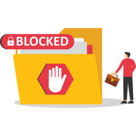 Businessman showing blocked content  Illustration