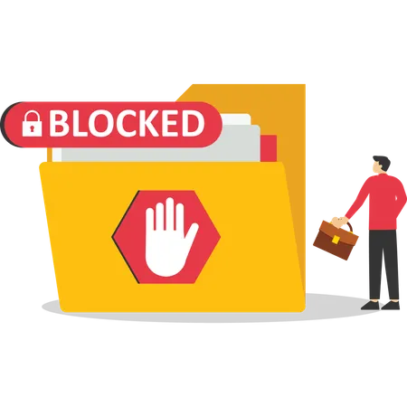Businessman showing blocked content  Illustration