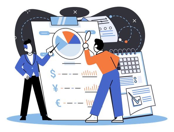 Businessman showing budget report  Illustration