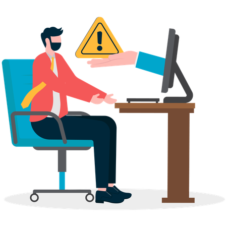 Businessman showing business alert from computer  Illustration