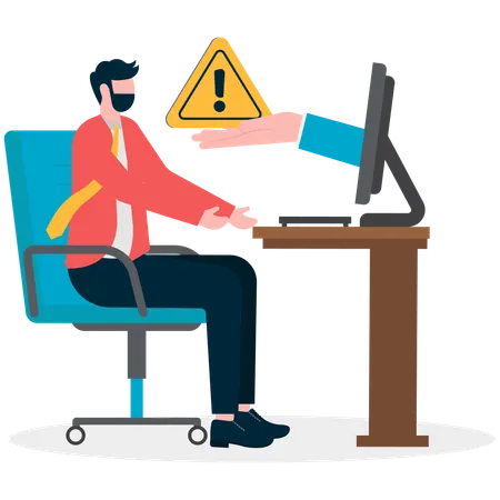 Businessman showing business alert from computer  Illustration