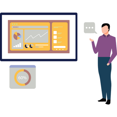 Businessman showing business chart  Illustration