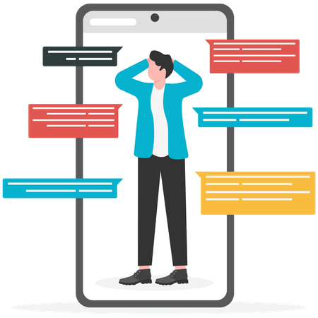 Businessman showing business communication on mobile  Illustration