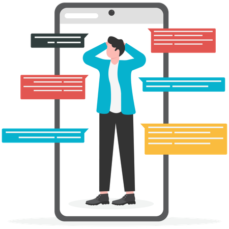Businessman showing business communication on mobile  Illustration