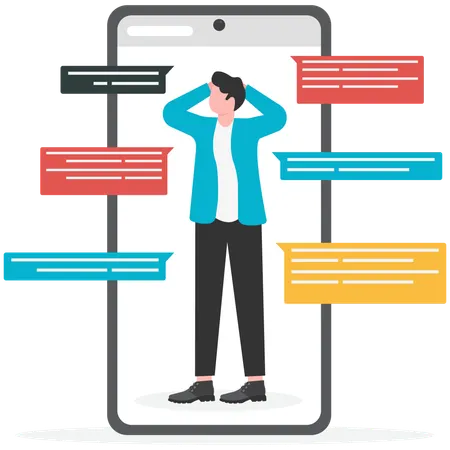 Businessman showing business communication on mobile  Illustration