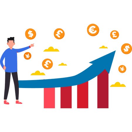 Businessman showing business graph  Illustration