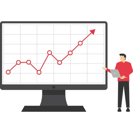 Businessman showing business growth chart  Illustration