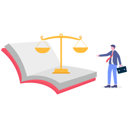 Businessman showing business law book  Illustration