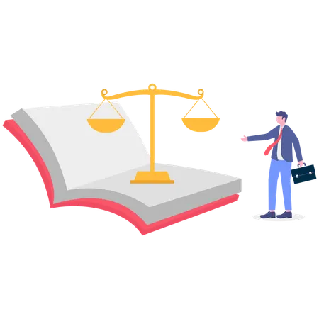 Businessman showing business law book  Illustration