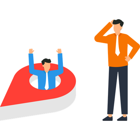 Businessman showing business location  Illustration