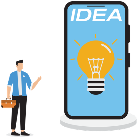 Businessman showing business mobile idea  Illustration