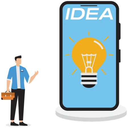 Businessman showing business mobile idea  Illustration