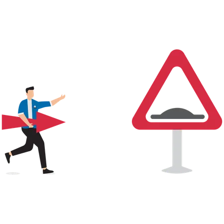 Businessman showing business obstacles  Illustration