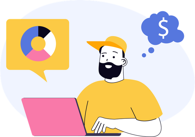 Businessman showing business pie diagram in presentation  Illustration