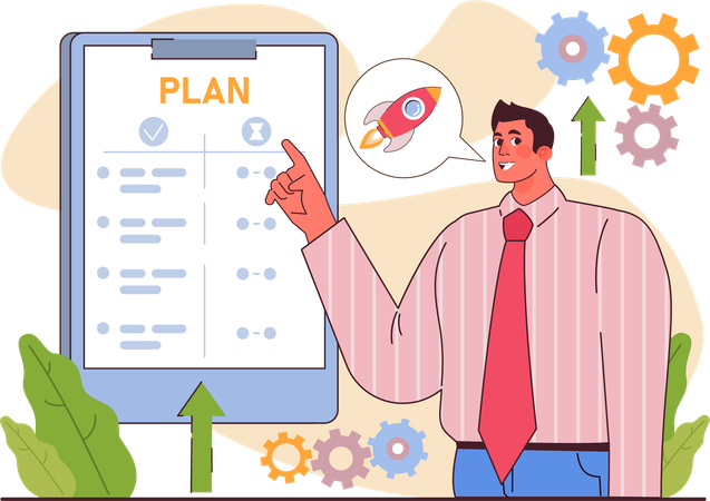 Businessman showing business plan  Illustration