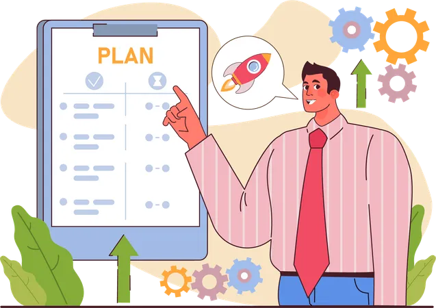 Businessman showing business plan  Illustration
