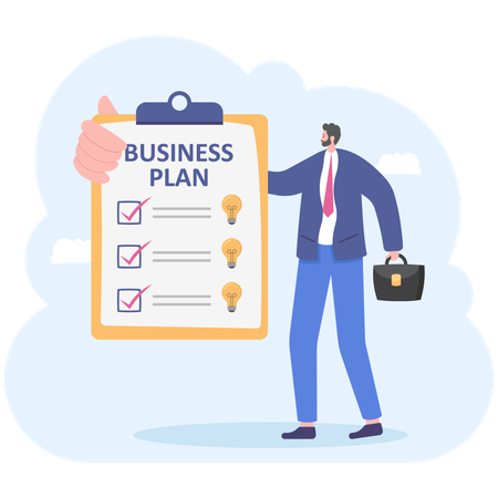 Businessman showing business plan checklist  Illustration