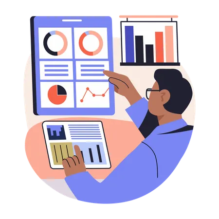 Businessman showing Business Planning with business report  Illustration