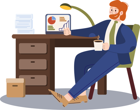 Businessman showing business presentation  Illustration