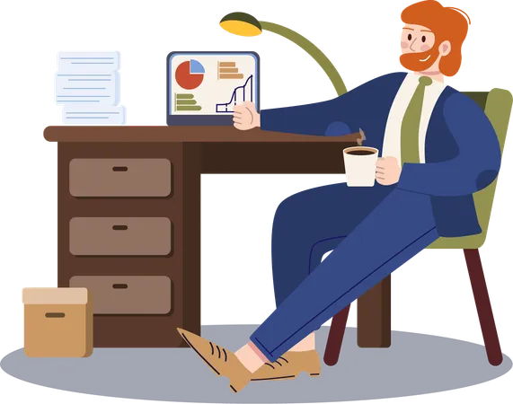 Businessman showing business presentation  Illustration