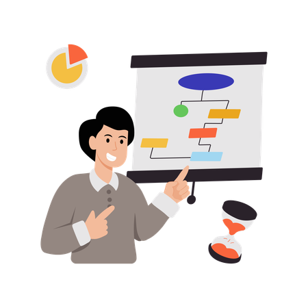 Businessman showing business process  Illustration