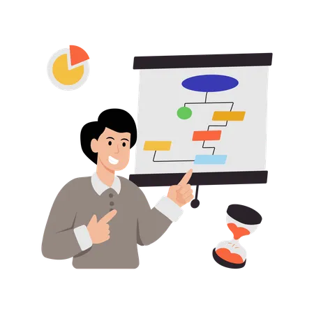 Businessman showing business process  Illustration