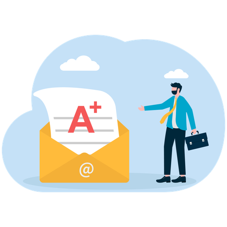 Businessman showing business result mail  Illustration