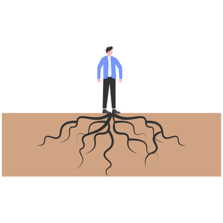 Businessman showing business roots  Illustration