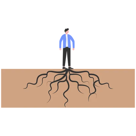 Businessman showing business roots  Illustration