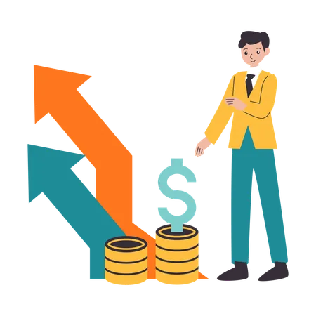 Businessman showing Business Startup growth  Illustration