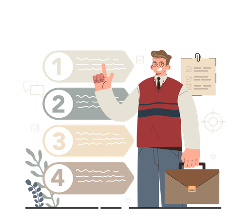 Businessman showing business task  Illustration