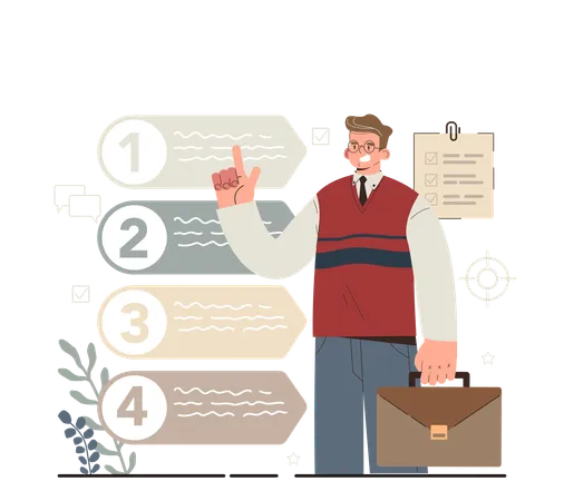 Businessman showing business task  Illustration