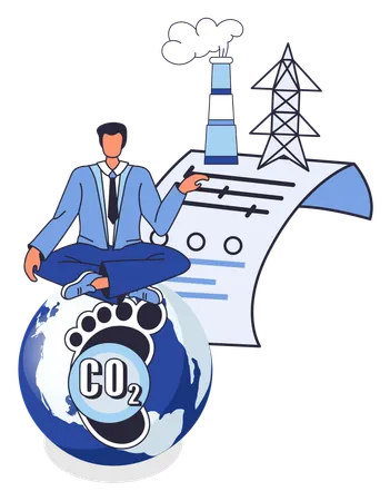 Businessman showing carbon pollution reports  Illustration