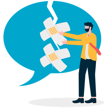 Businessman showing chat bandage  Illustration