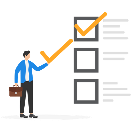 Businessman showing checkmark  Illustration
