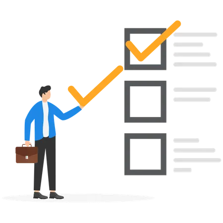 Businessman showing checkmark  Illustration