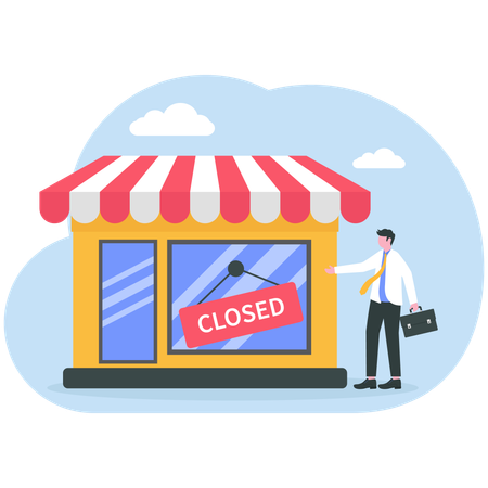 Businessman showing closed store sign  Illustration