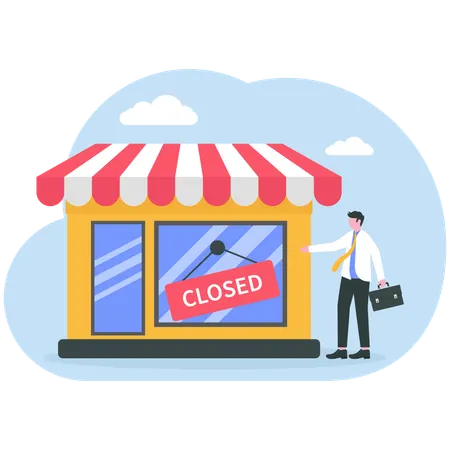 Businessman showing closed store sign  Illustration