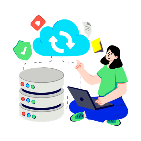 Businessman showing Cloud Data Update  Illustration
