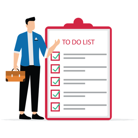 Businessman showing Complete to do list  Illustration