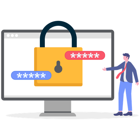 Businessman showing computer security  Illustration