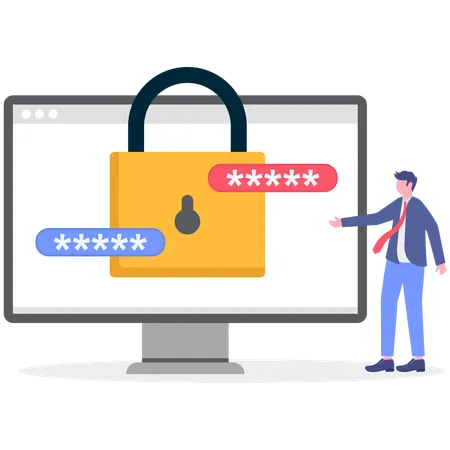 Businessman showing computer security  Illustration