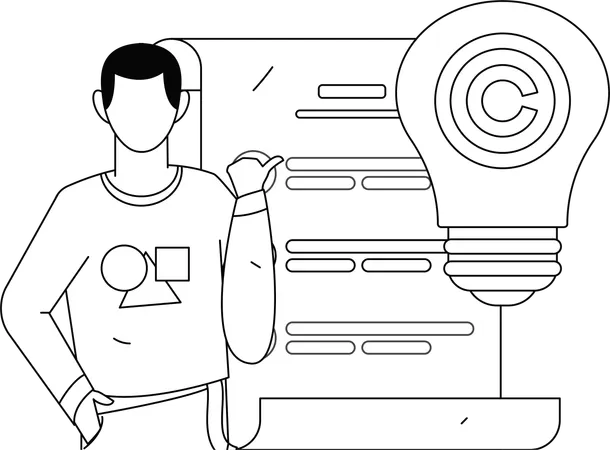 Businessman showing Copyright law and payment  Illustration
