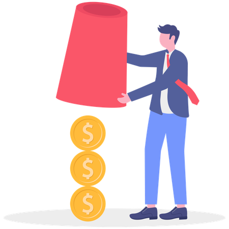 Businessman showing currency coin  Illustration
