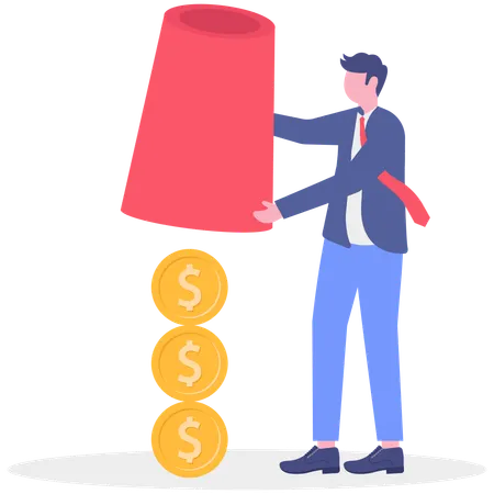 Businessman showing currency coin  Illustration