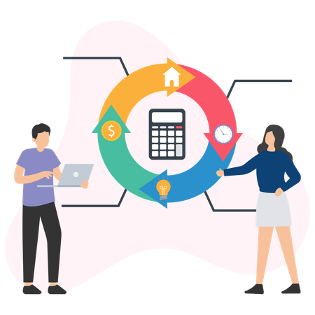 Businessman showing data calculation  Illustration