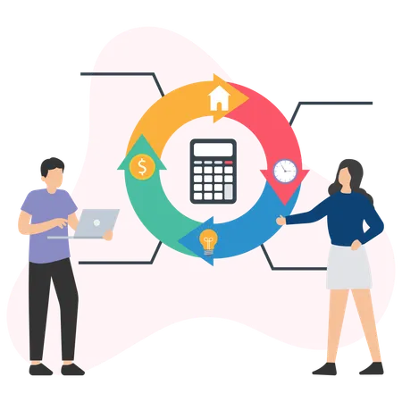 Businessman showing data calculation  Illustration