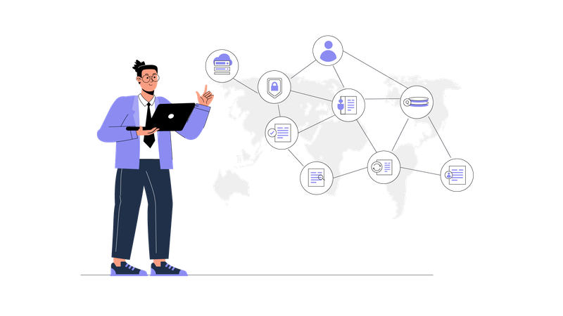 Businessman showing Data Security  Illustration